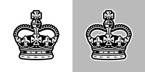Imperial state crown of the UK ( United Kingdom of Great Britain and Northern Ireland ). Stylized vector Illustration isolated on light and dark background.