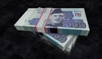 Pakistani rupee money banknotes pack illustration