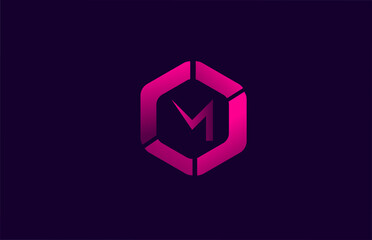M polygon blue pink alphabet letter logo icon design for company and business. Suitable for a trendy or stylish polygonal logotype