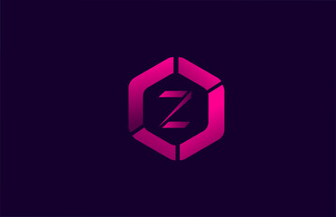 Z polygon blue pink alphabet letter logo icon design for company and business. Suitable for a trendy or stylish polygonal logotype