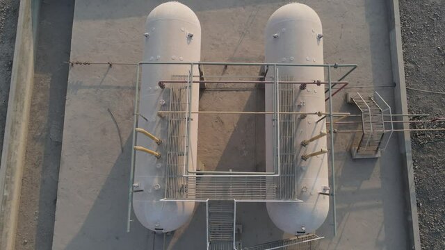 aerial shot of LPG gas cylinder plant