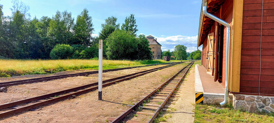 narrow gauge railway old railway station Latvia Aluksne