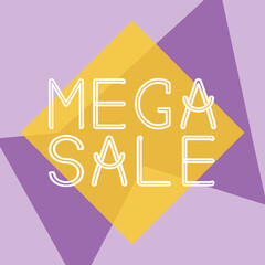 Mega sale banner lettering design on abstract  background