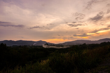 Sunset on top of mountains.