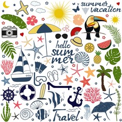  Set of isolated travel and vacation icons
