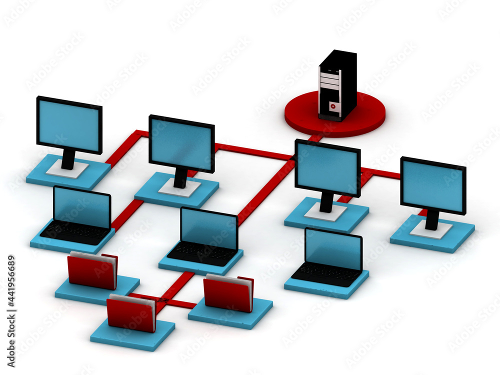 Poster 3d rendering network.