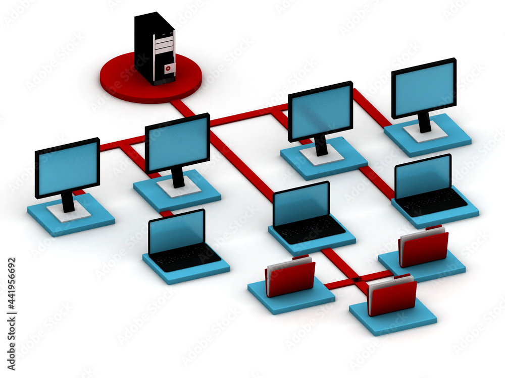 Poster 3d rendering network.