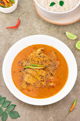 Pomfret Fish, Indian cuisine, bright background, rustic setup 