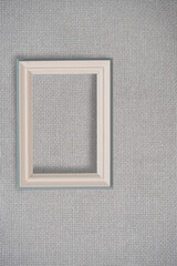Abstract white background for design with gray canvas and frame. View from above.