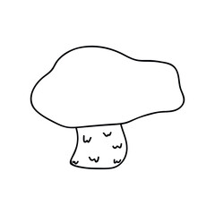 Single hand drawn mushroom for autumn decoration. Doodle vector illustration. Isolated on a white background.