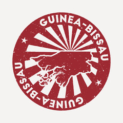 Guinea-Bissau stamp. Travel red rubber stamp with the map of country, vector illustration. Can be used as insignia, logotype, label, sticker or badge of the Guinea-Bissau.