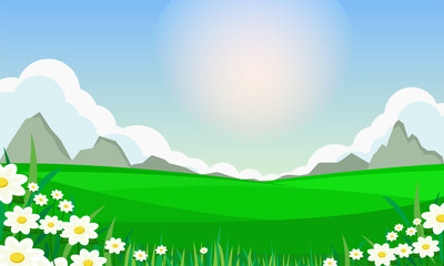 Fototapeta premium Flat design spring landscape and backgroud.