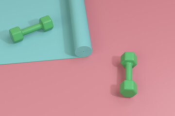 3D rendering different color dumbbell