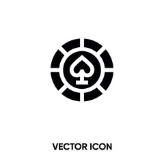 Poker chip vector icon . Modern, simple flat vector illustration for website or mobile app.Poker symbol, logo illustration. Pixel perfect vector graphics.