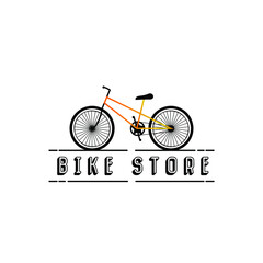 Bike gear on road element icon for retro clean flat minimalis bike repair or service bycicle club bike shop and rent logo design vector