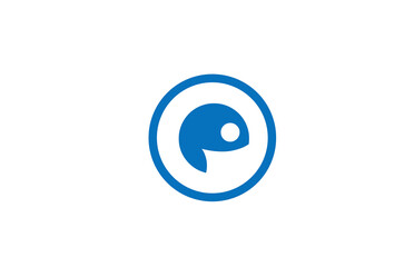 blue P alphabet letter icon logo. Circle design for company and business identity