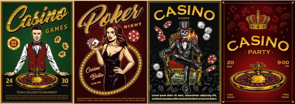 Casino vintage colorful posters