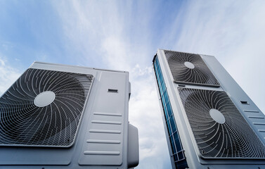 Air conditioners on the roof of an industrial building. HVAC