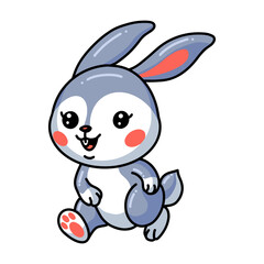 Fototapeta na wymiar Cute little rabbit cartoon walking