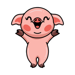 Cute happy little pig cartoon