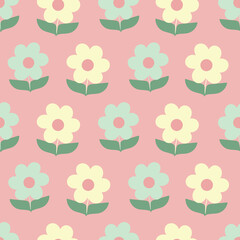 Green and yellow floral geometric lines repeat seamless pattern abstract design