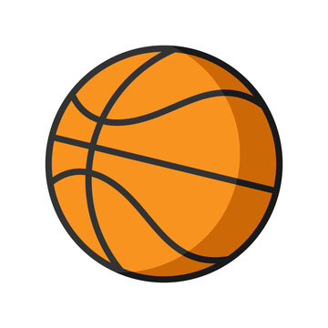 Vector Single Cartoon Basketball Ball. Back to school