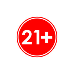 Fototapeta premium 21+ age limit red round vector sign