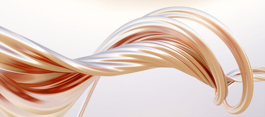Colorful abstract panoramic background: geometric rose gold matte curve.

( Car backplate, 3D rendering computer digitally generated illustration.)