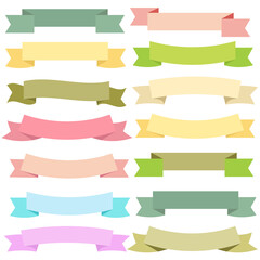 Vintage color banner ribbon on white background