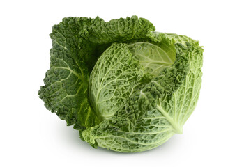 Savoy cabbage isolated on white background with clipping path and full depth of field