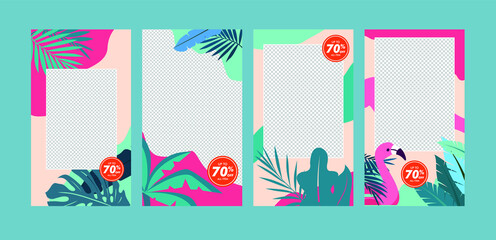 End of season summer sale instagram post collection Vector