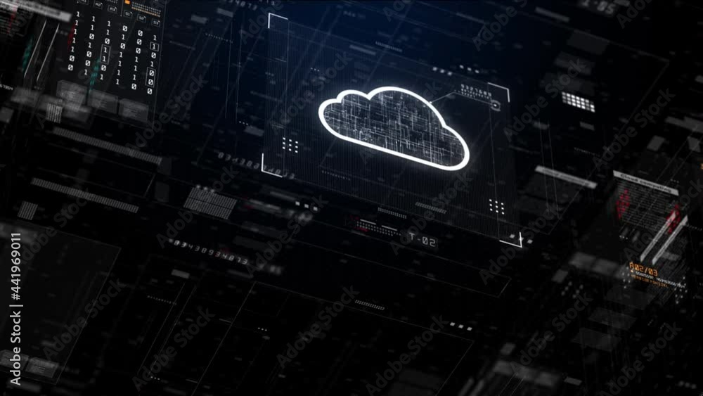 Poster hud and cloud computing digital data network connection, futuristic technology network data connecti