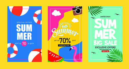 Summer sale background layout banners.voucher discount vector
