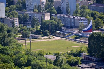 Trud Stadium in the Yablonevy Ravine microdistrict of Zhigulevsk - obrazy, fototapety, plakaty