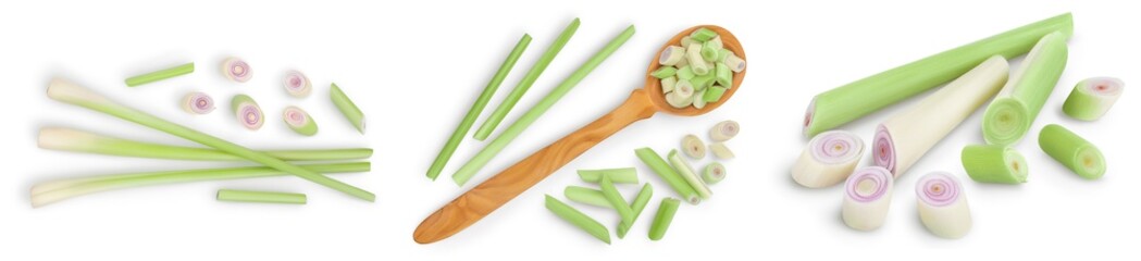 Fresh Lemongrass isolated on white background, Set or collection