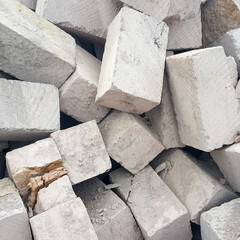 Blocks made of tuff. A lot of stones for the construction of buildings.