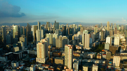 Manila city, the largest metropolis of Asia with skyscrapers and modern buildings. Travel vacation concept.
