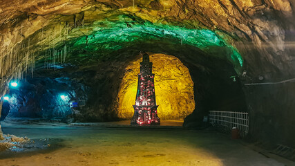 Khewra Salt Mine - February, 14, 2021: North of Pind Dadan Khan, Jhelum District, Pakistan. Second...