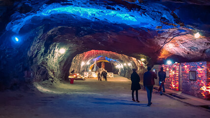 Khewra Salt Mine - February, 14, 2021: North of Pind Dadan Khan, Jhelum District, Pakistan. Second...