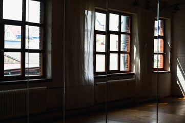 The light shines through the window in an old house