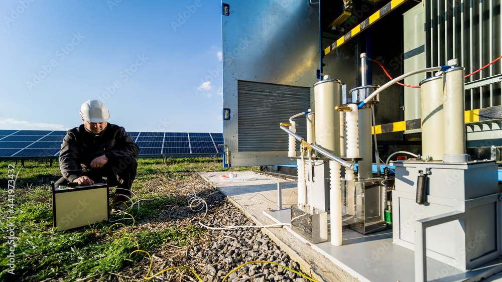 Wall mural execution of electrical measuring works on the power transformer