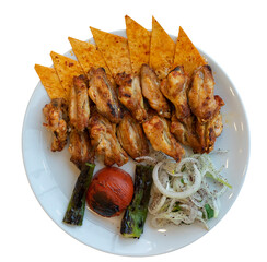 Grilled chicken wings isolated on white background
