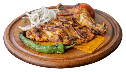 Grilled chicken cutlet isolated on white background