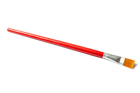 Red paintbrush isolated on  white background