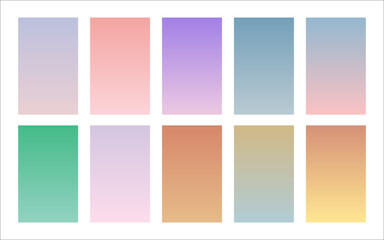 Modern soft color palette gradient backgrounds set