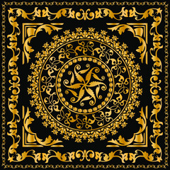 Seamless pattern decorated with precious stones, gold chains and pearls.	