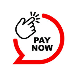 pay now sign on white background