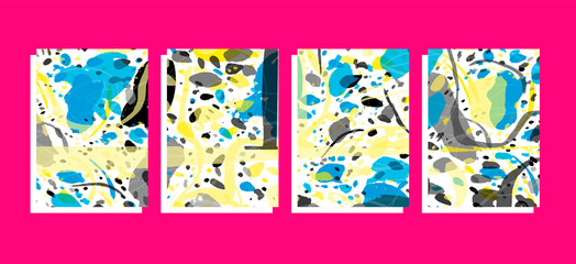 art template set, green nature seasons, vector abstract background  with drawing elements, thin lines