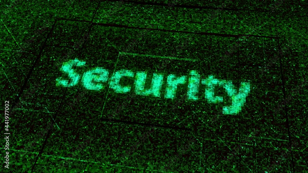 Aufkleber abstract technological background with a word security, concept of hacking and cyber attacks. animat
