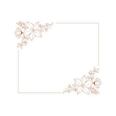 Hand drawn frame with floral composition. Fancy borders fro stationery design. Vector isolated illustration.